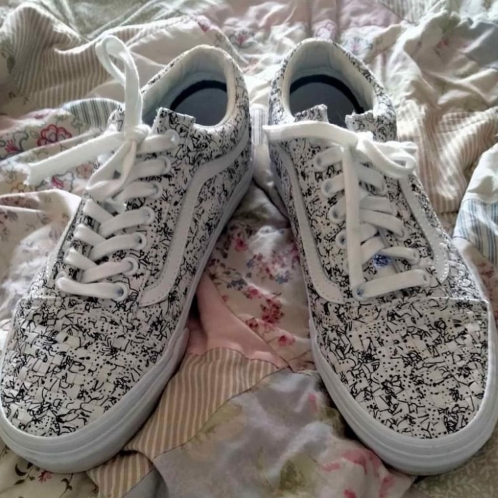 brand new white vans with black detail..